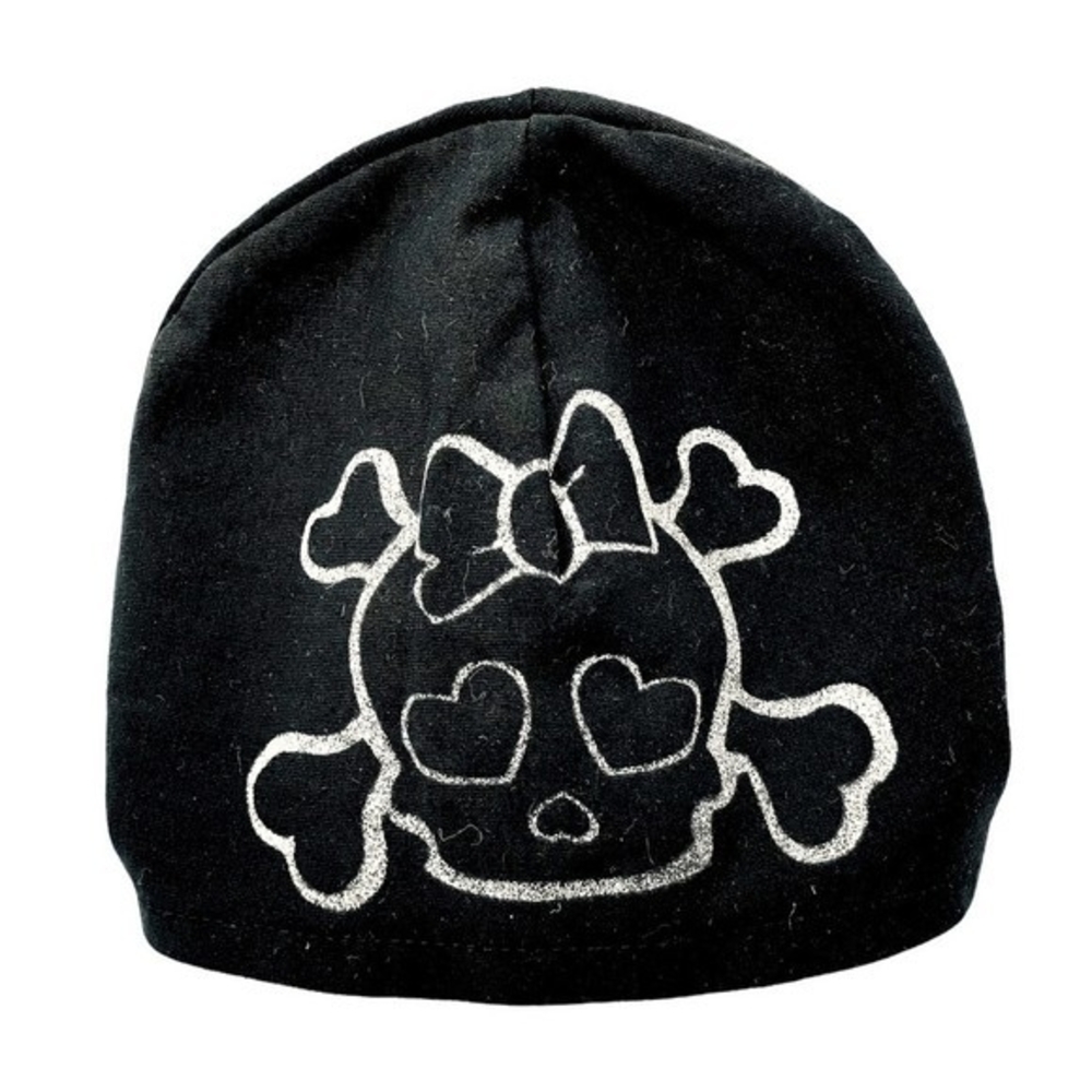 Stylish Black Cotton Skull Cap Beanie Baby Girl Kids Hat One Size NWOT
